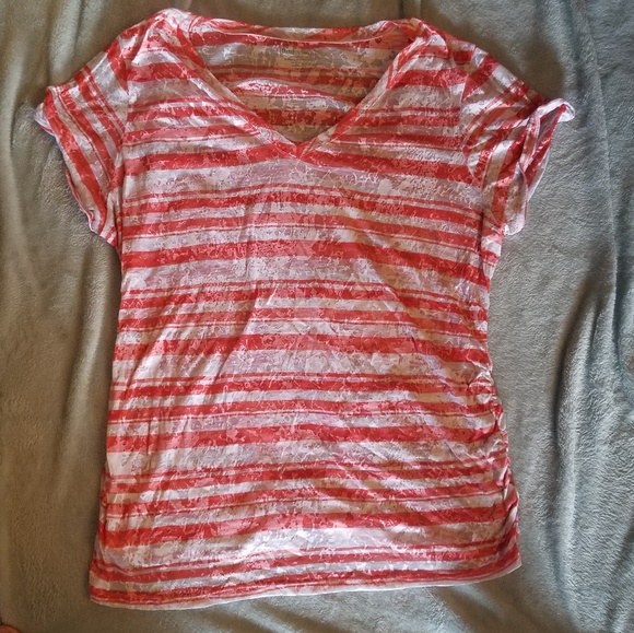 Bay Studio Tops - Sheer pink and white bay studio top Bay Studio Tops - Sheer pink and white bay studio top